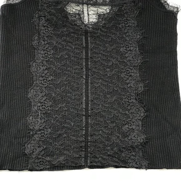 American Threads Knit and Lace‎ Top Women's M Black Spaghetti Strap Viscose NEW - Picture 9 of 12